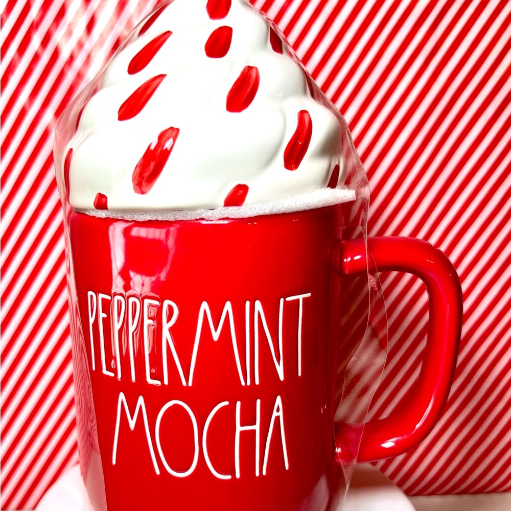 Rae Dunn Red Peppermint Mocha Mug with Whipped Cream Top Lid Festive Holiday - Picture 6 of 8